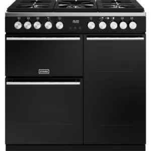 Stoves Precision Deluxe ST DX PREC D900DF BK Dual Fuel Range Cooker - Black - A/A/A Rated