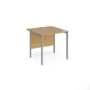 Office Desk 800mm Rectangular Desk With H-Frame Leg Oak Tops With Silver Frames 800mm Depth Maestro 25