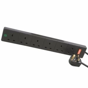 Zexum 6G Black Surge Protected Extension Lead - 1 Meter