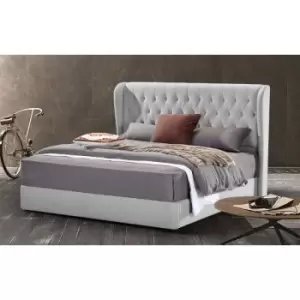 Mariappa Upholstered Beds - Plush Velvet, Small Double Size Frame, Silver - Silver