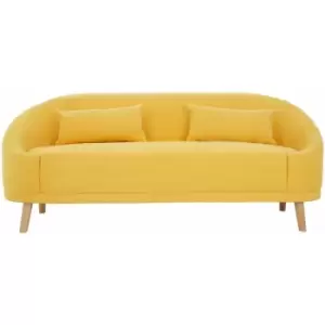 Premier Housewares - Yellow Linen Sofa 2 Seater Small Sofas for Small Rooms Padded Small Couch Seats Small Sofa 2 Seater Sofas for Living Room