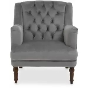 Premier Housewares - Lily Grey Velvet Armchair