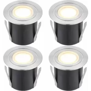 4 pack Recessed IP67 Guide Light - 1.2W Warm White LED - Stainless Steel