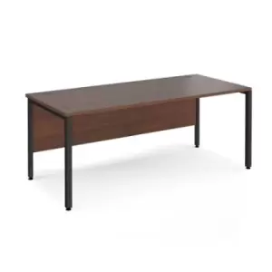 Office Desk 1800mm Rectangular Desk With Bench Leg Walnut Tops With Black Frames Maestro 25