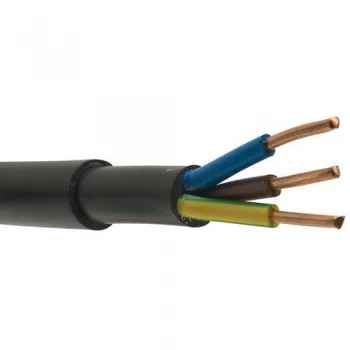 Zexum Black 4mm 34A 3 Core Brown Blue Green and Yellow 600 to 1000V Rated NYY-J Hi Tuff Outdoor Cable - 25 Meter