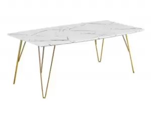 LPD Fusion White Marble and Gold Coffee Table Flat Packed