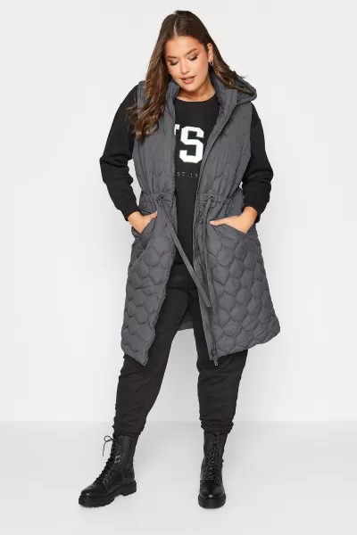 Yours Ladies Quilted Hooded Gilet - Sage