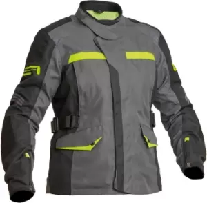 Lindstrands Granberg Waterproof Ladies Motorcycle Textile Jacke, black-grey-yellow, Size 38 for Women, black-grey-yellow, Size 38 for Women