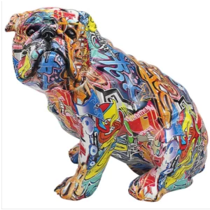 Graffiti Sitting Bulldog Figurine By Lesser & Pavey