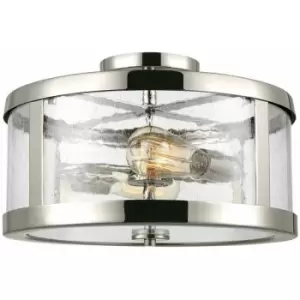 Loops - 2 Bulb Semi flush Highly Polished Nickel Finish LED E27 60W Bulb