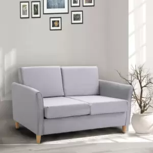 HOMCOM Compact 2 Seater Sofa With Armrests Linen Style Upholstery Grey