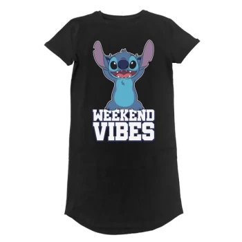 Lilo And Stitch - Weekend Vibes Womens Small T-Shirt Dress - Black