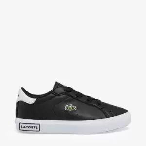 Lacoste Infants' Powercourt Synthetic Trainers Size 6 UK Kids Black & White