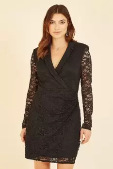 Black Lace Blazer Fitted Dress