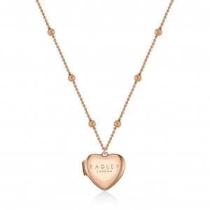 Radley Ladies Rose Gold Plated Heart Locket Pendant Necklace