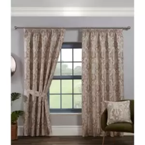 Sundour - Tegola Pencil Pleat Curtain Pair Taped Top Ready Made Curtains Latte 46x54 - Latte