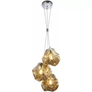 Metallic Bronze 3 Light Ceiling Pendant Modern Rock Design Hanging Light Fitting