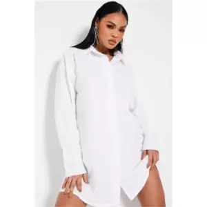 I Saw It First White Sequin Oversized Shirt Dress - White