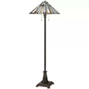 Elstead Quoizel Maybeck Tiffany Floor Lamp Valiant Bronze