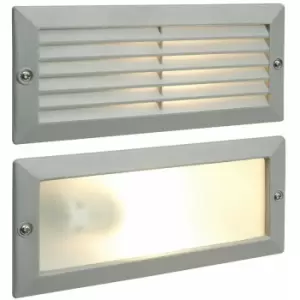 Loops - IP44 E27 LED Full Brick Accent Light Louvre Grill Supplied Grey & Frosted Glass