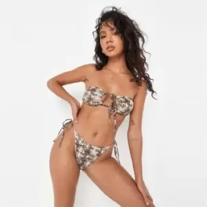 Missguided Snake Tie Side Bikini Bottom - Brown