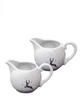 Set Of 2 Prancing Christmas Reindeer Stag Milk Jug