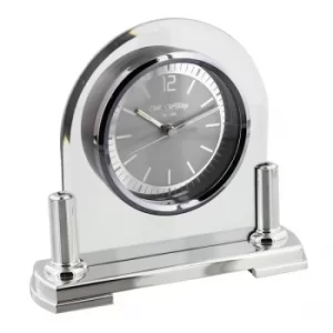 WILLIAM WIDDOP Arched Glass Mantel Clock with Metal Frame