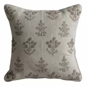 Crossland Grove Floral Embroidered Cushion Natural 450x450mm