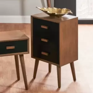 Pacific Klee 3 Drawer Bedside Table, Pine Black