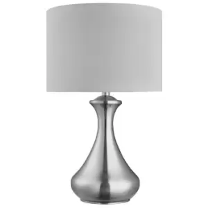 Table Touch Lamp Satin Silver with White Shade, E14