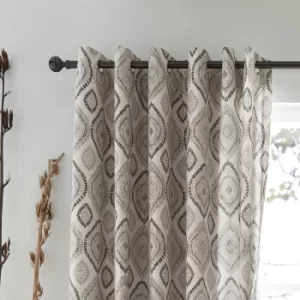 Pineapple Elephant Ziri Natural Eyelet Curtains Natural