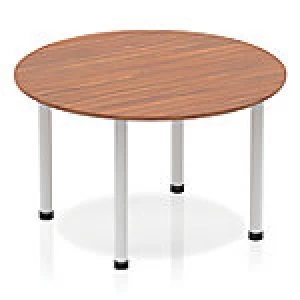 Impulse Circle Table 1200 Walnut Post Leg Silver