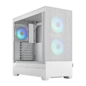 Fractal Design Pop Air RGB (White TG) Gaming Case w/ Clear Glass Window ATX Hexagonal Mesh Front 3 RGB Fans & ARGB Controller