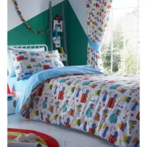 Portfolio Home Kids Club Bright Trucks Duvet Cover And Pillow Case Bed Set - Single