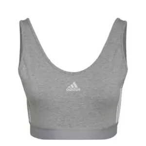 adidas Essentials 3-Stripes Crop Top With Removable Pads - Grey