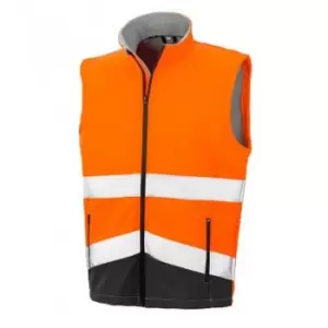 Result Adults Safe-Guard Printable Safety Soft Shell Gilet (XL) (Fluorescent Orange/Black)