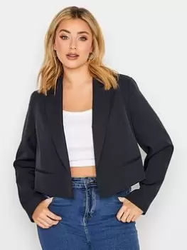 Yours Cropped Blazer Navy, Size 22, Women