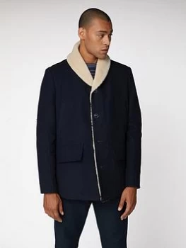 Ben Sherman Heavyweight Shawl Collar Coat - Navy Blue, Midnight, Size S, Men