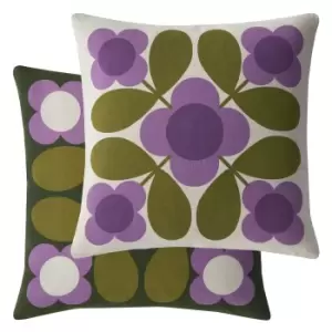 Orla Kiely Flower Tile Feather Cushion, Wisteria