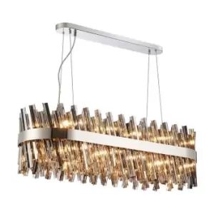 Luminosa Kalih 24 Light G9, Ceiling Pendant Oblong, Polished Nickel, Smoke Item Weight: 22.65kg