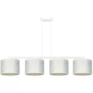 Emibig Broddi White Bar Pendant Ceiling Light with White Fabric Shades, 4x E27