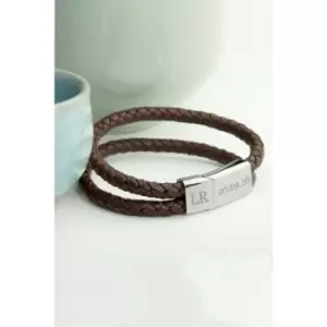 Personalised Dual Leather Woven Bracelet in Umber