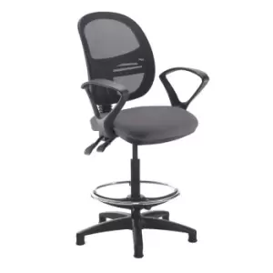 Dams MTO Jota Mesh Back Draughtsmans Chair with Fixed Arms - Panama Red