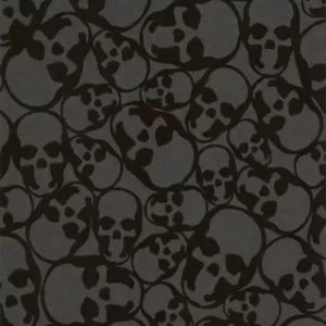 Barbara Hulanicki Black Skulls Textured Wallpaper