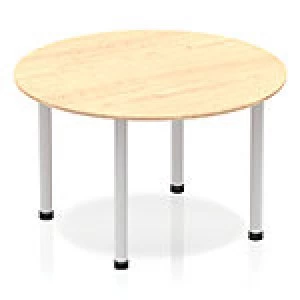 Impulse Circle Table 1200 Maple Post Leg Silver