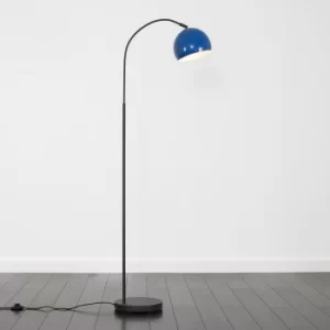 Curva Dark Grey Floor Lamp with Navy Blue Arco Shade