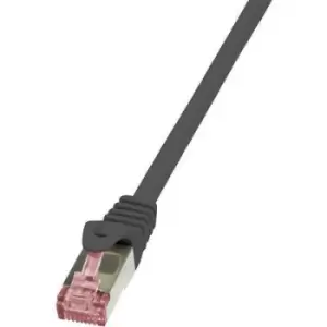 LogiLink CQ2083S RJ45 Network cable, patch cable CAT 6 S/FTP 7.50 m Black Flame-retardant, incl. detent