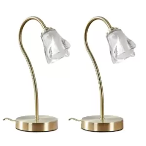 Swan Neck Pair of Gold Table Lamp