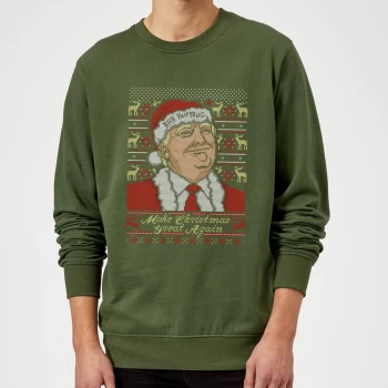 Make Christmas Great Again Mens Green Christmas Sweatshirt - M - Green