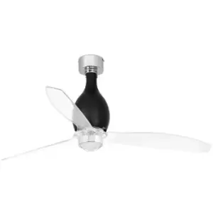 Faro mini eterfan - LED Shiny Black, Transparent Ceiling Fan with dc Motor Smart - Remote Included, 3000K